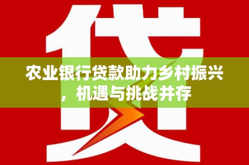 依安农业银行贷款助力乡村振兴，机遇与挑战并存
